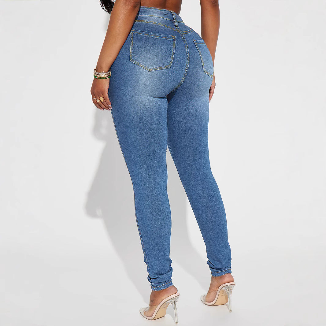 Women High-Waist Skinny Jeans with shaping stretch and slim leg Mune Fashion