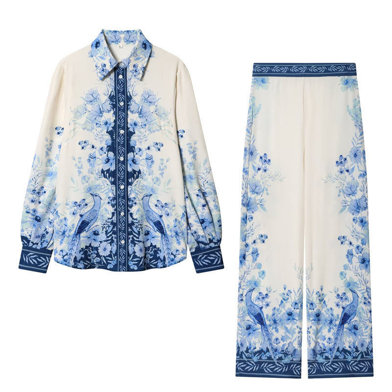 Women Wide Palazzo Pants with Elastic Waistband and Floral Trim Optics Mune Fashion