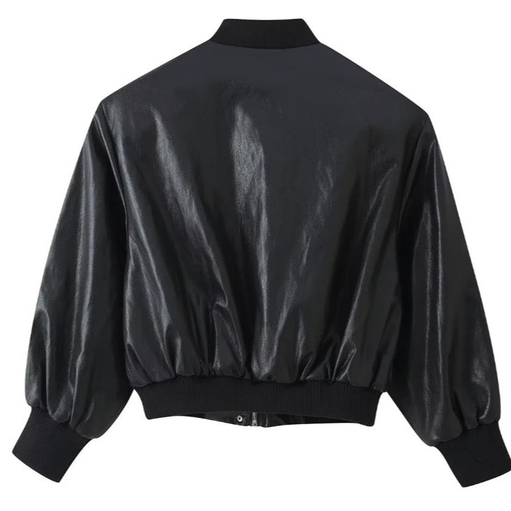 Women's Cropped Blouson Jacket made of woven fabric with stand-up collar, elastic hem, and fine check design Mune Fashion