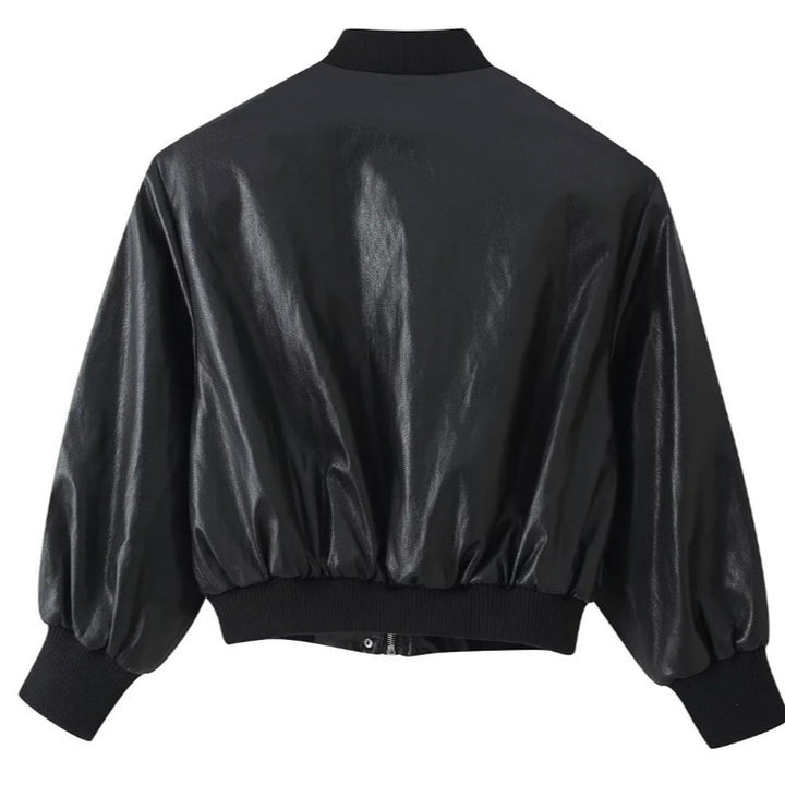 Women's Cropped Blouson Jacket made of woven fabric with stand-up collar, elastic hem, and fine check design Mune Fashion