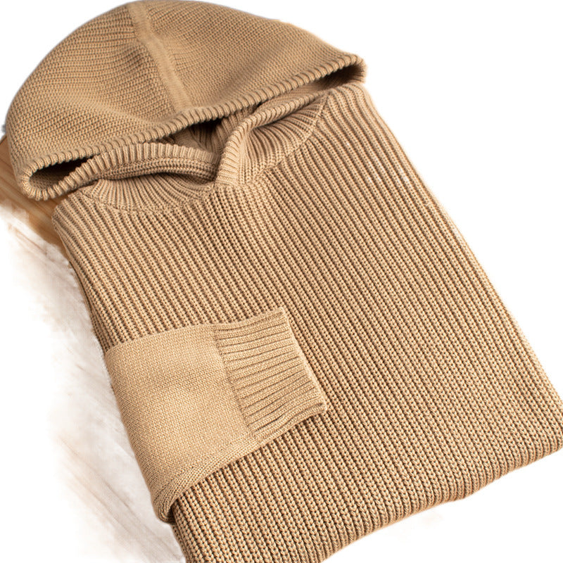 Men's Coarse Ribbed Hoodie with Smooth Sleeves and Ribbed Hem Mune Fashion