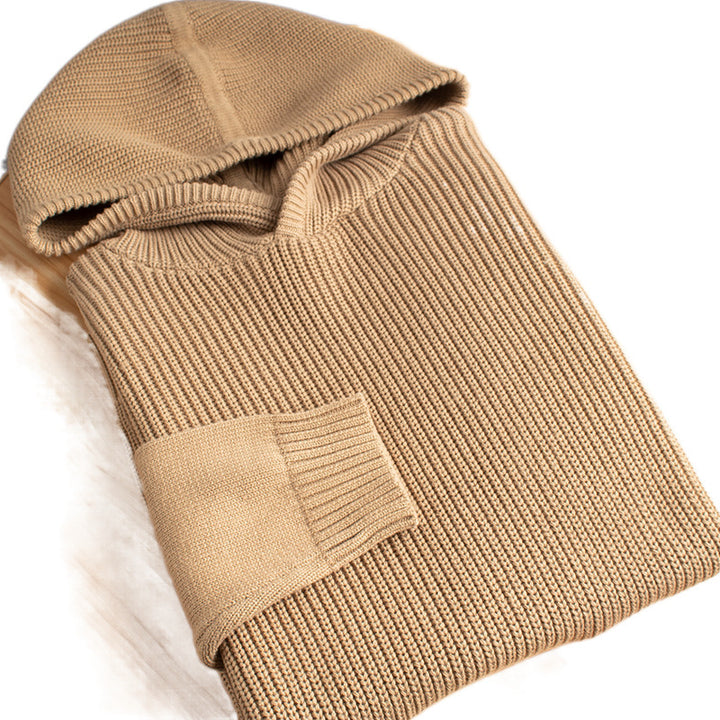 Men's Coarse Ribbed Hoodie with Smooth Sleeves and Ribbed Hem Mune Fashion