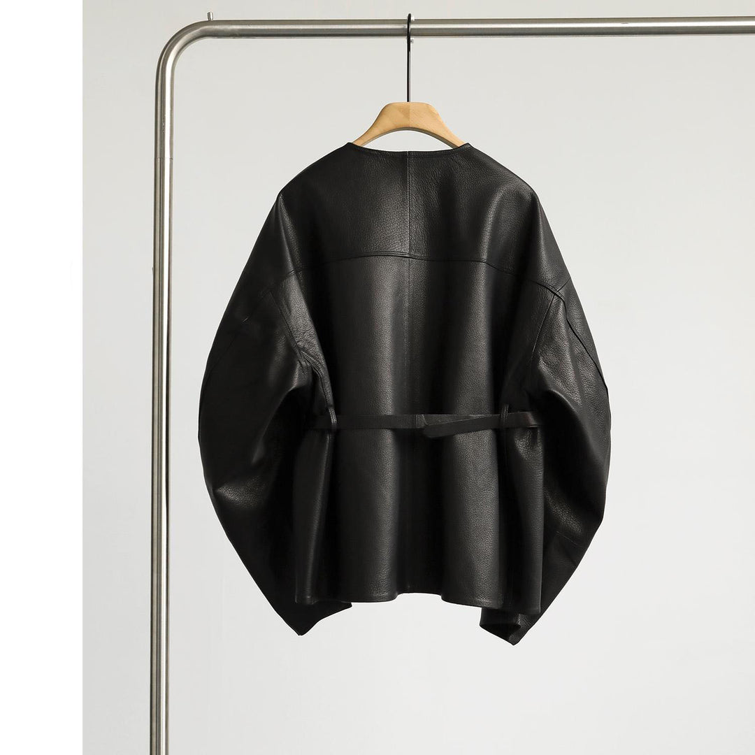 Women Oversized Leather Jacket Mune Fashion