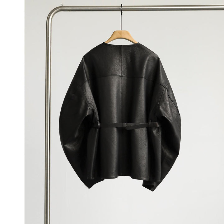 Women Oversized Leather Jacket Mune Fashion