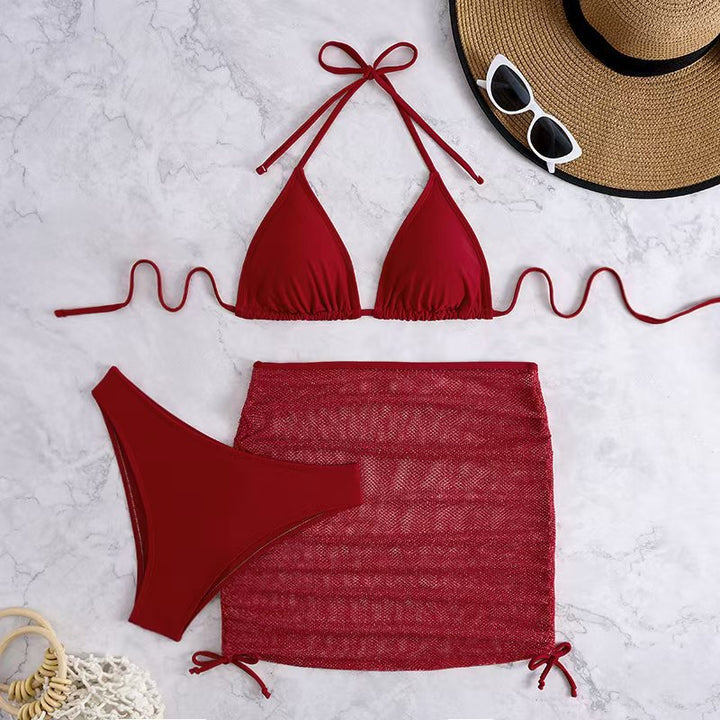 Women's bikini set with braided skirt and versatile triangle design Mune Fashion