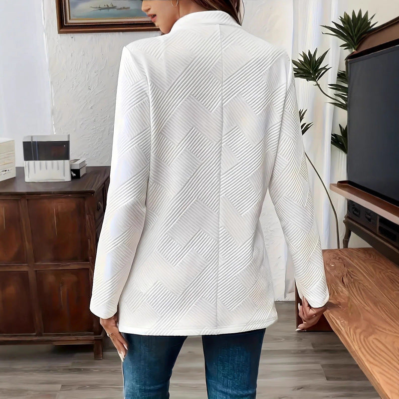 Women Tailored Long Blazer with Textured Quilted Look Mune Fashion