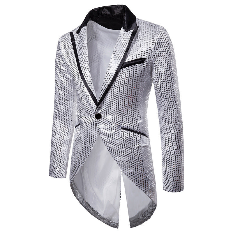Men's elegant sequin tailcoat with swallowtail, velvet collar and tailored cut Mune Fashion