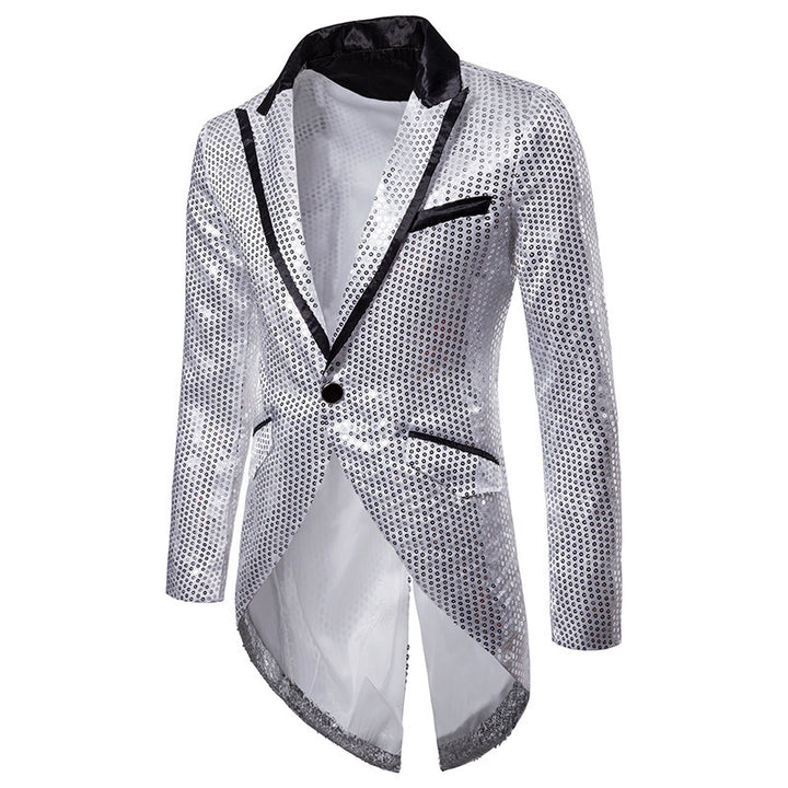 Men's elegant sequin tailcoat with swallowtail, velvet collar and tailored cut Mune Fashion