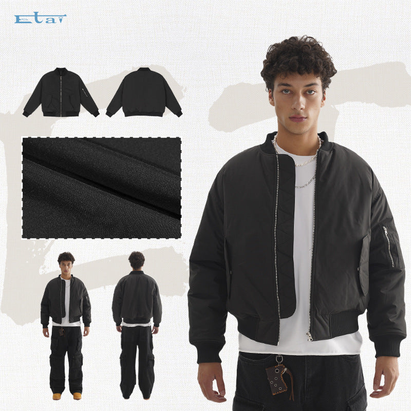 Men's bomber jacket in boxy cut with padded thermal lining, ribbed cuffs, and sleeve pocket Mune Fashion