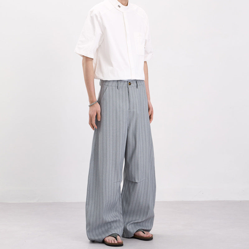 Men's Wide Pinstripe Pants with Extra Wide Leg and High Waist Mune Fashion