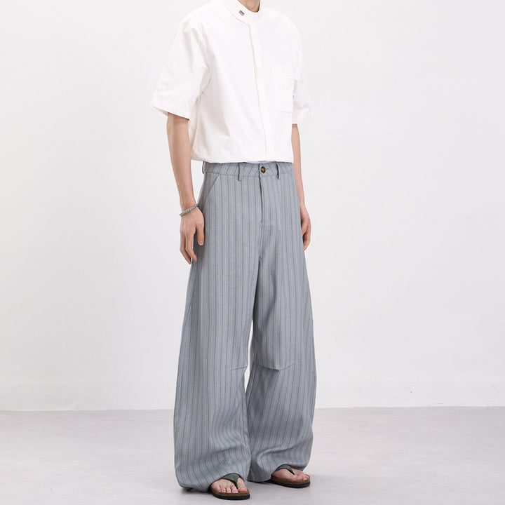 Men's Wide Pinstripe Pants with Extra Wide Leg and High Waist Mune Fashion