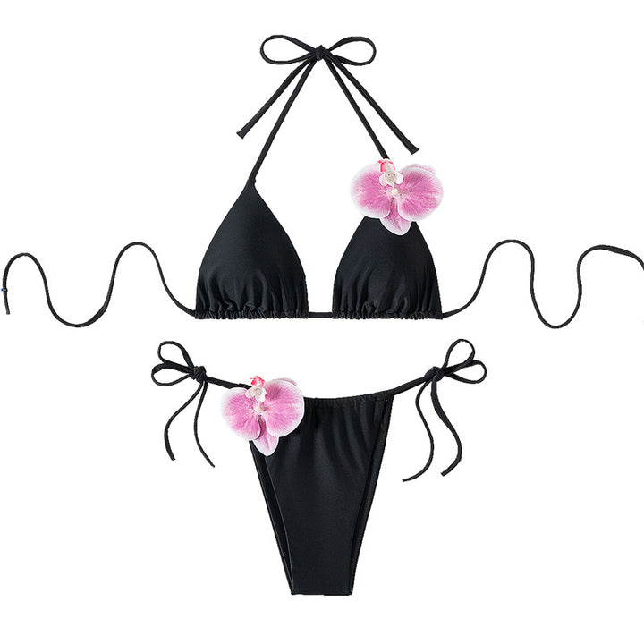 Women's Triangle Bikini with Decorative Orchid Details Mune Fashion
