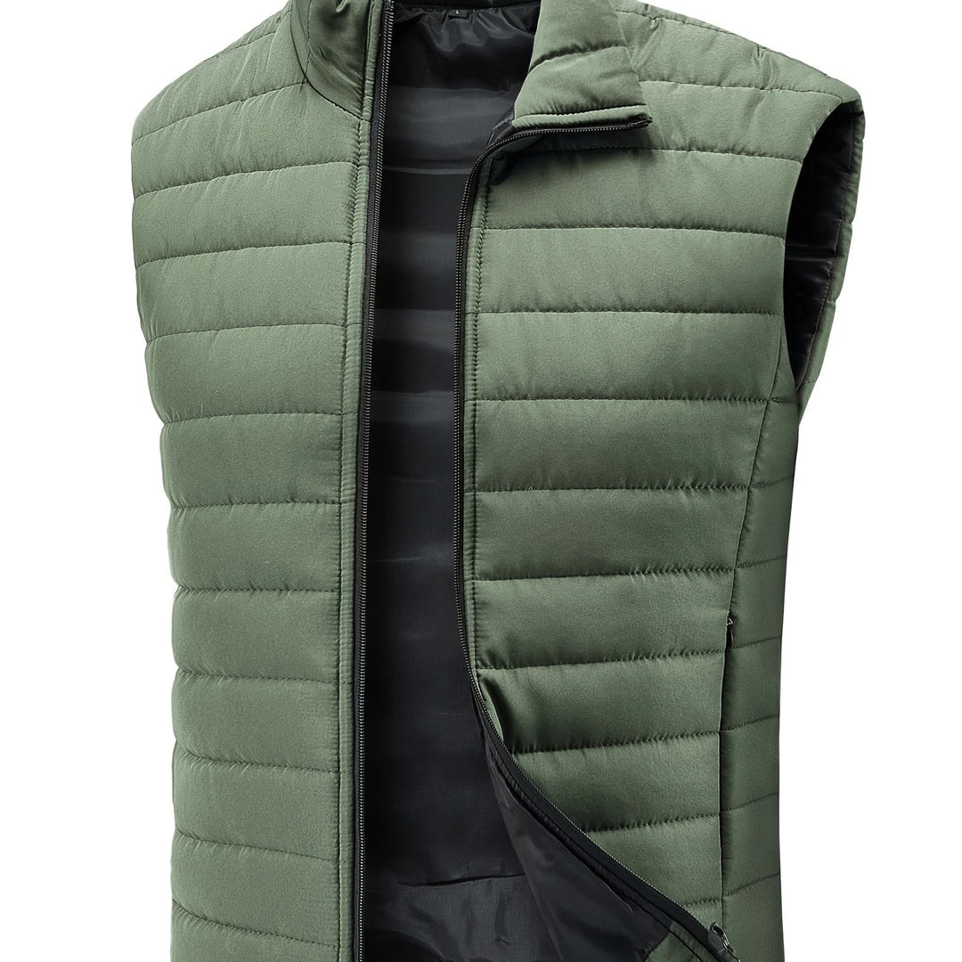 Men's Lightweight Quilted Thermal Vest with Stand-Up Collar and Windproof Insulation Mune Fashion