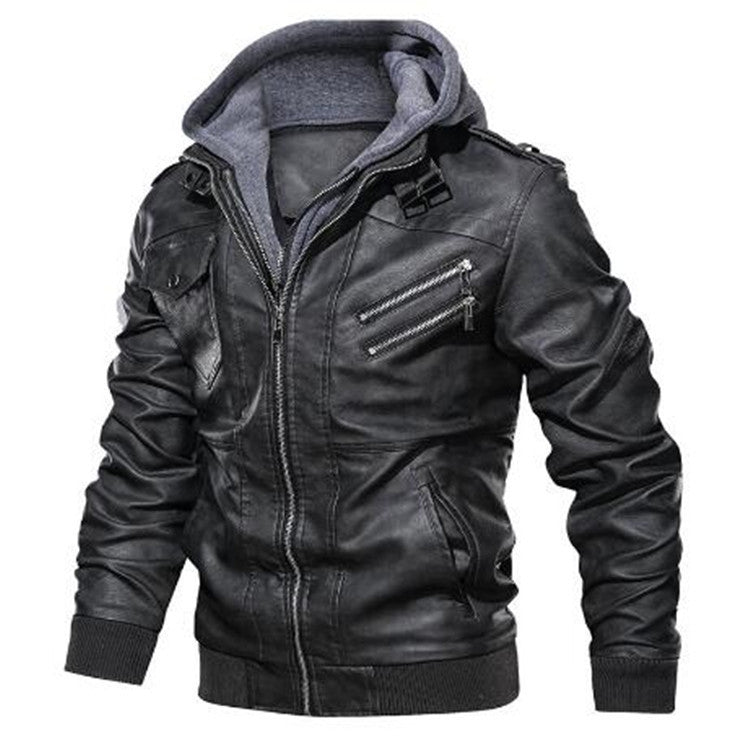 Men's Stylish Faux Leather Jacket with Removable Inner Fleece Mune Fashion