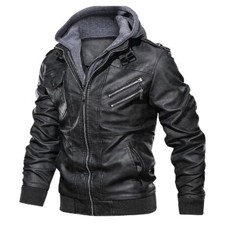 Men's Stylish Faux Leather Jacket with Removable Inner Fleece Mune Fashion