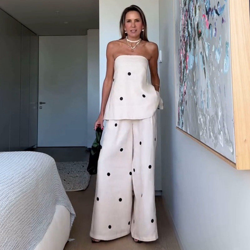 Women's two-piece bandeau set with extended top and floor-length Marlene trousers Mune Fashion