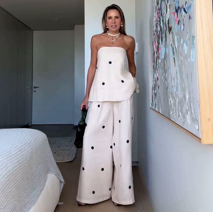Women's two-piece bandeau set with extended top and floor-length Marlene trousers Mune Fashion