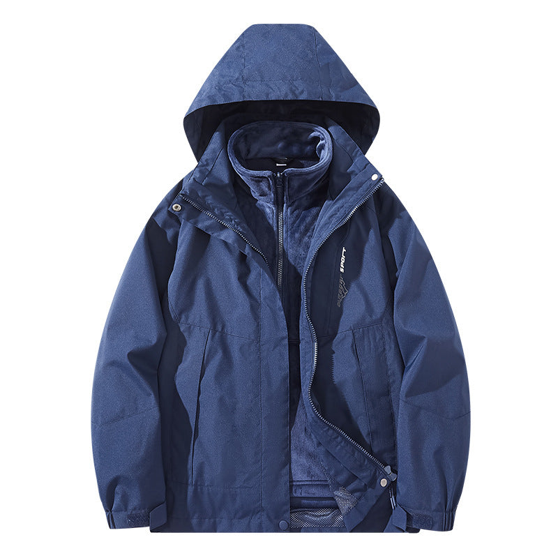 Men's water-repellent two-layer trekking jacket with removable fleece inner jacket and hood Mune Fashion