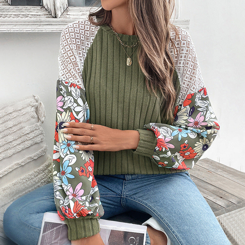 Women’s Fashionable Sweater with Floral Sleeves Mune Fashion