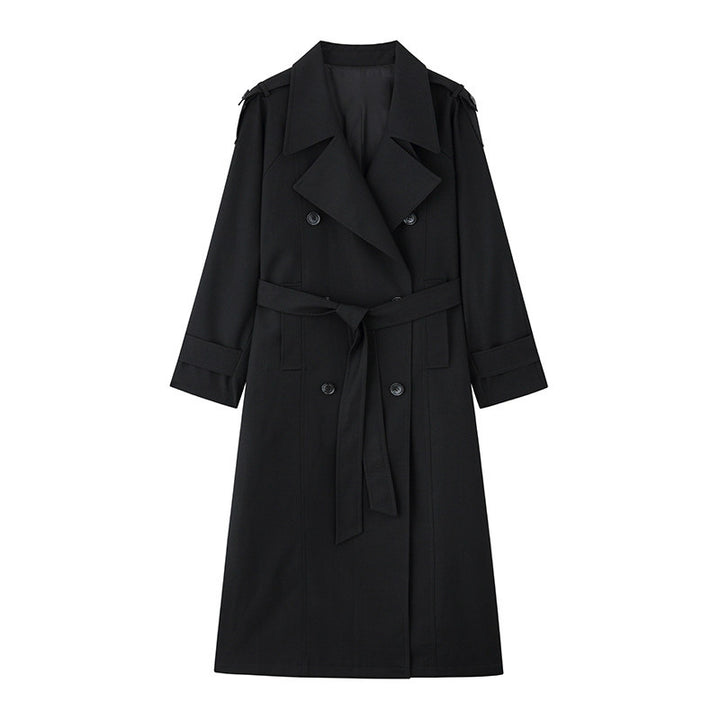 Women Elegant Trench Coat with Waist Belt Mune Fashion