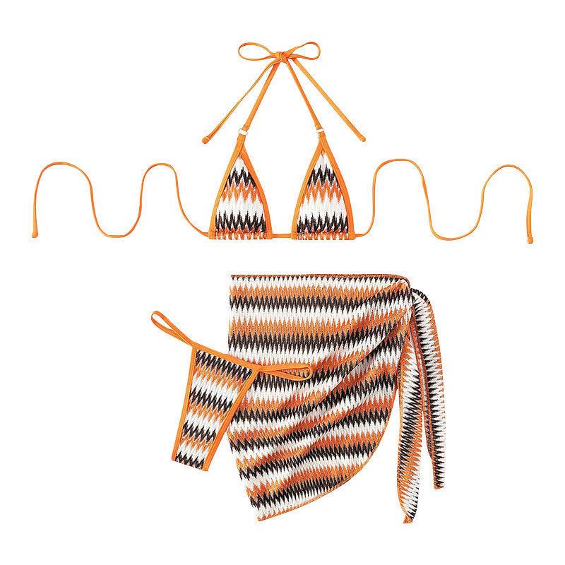 Women’s Triangle Bikini with modern zigzag pattern and matching Pareo Mune Fashion