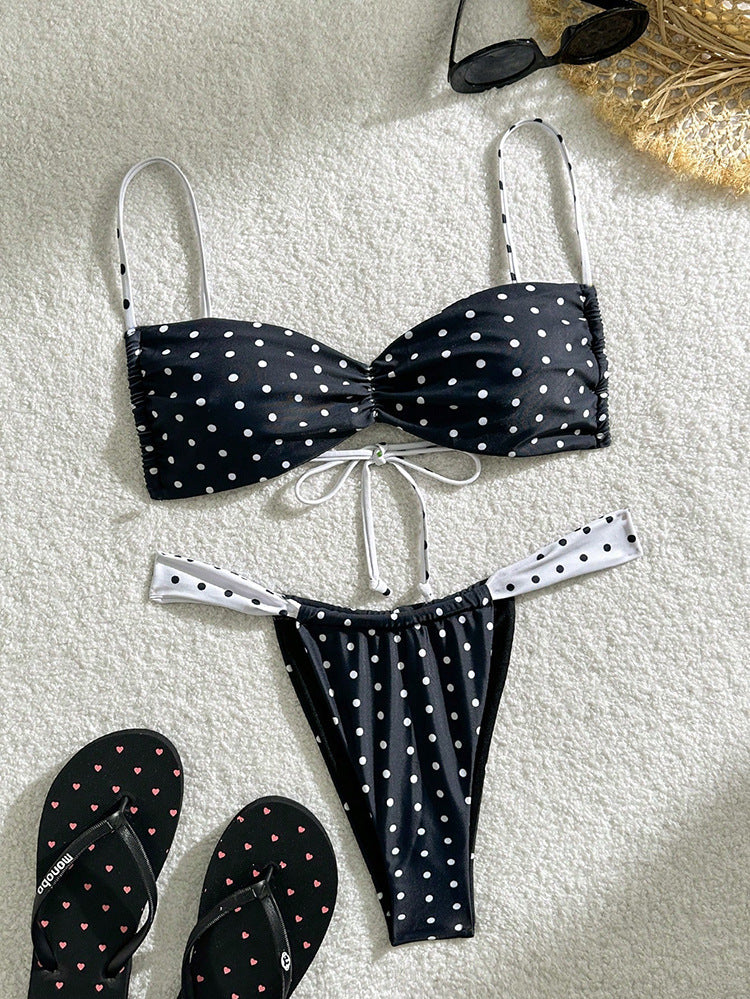 Women Triangle Bikini with elastic straps and knot detail Mune Fashion