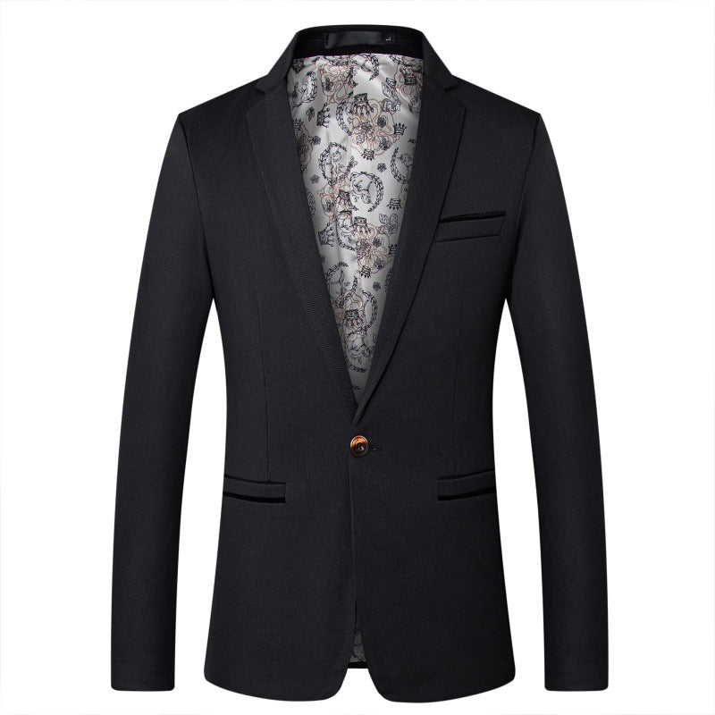 Men's Tailored One-Button Blazer made of structured cotton blend with satin lining and notch collar Mune Fashion