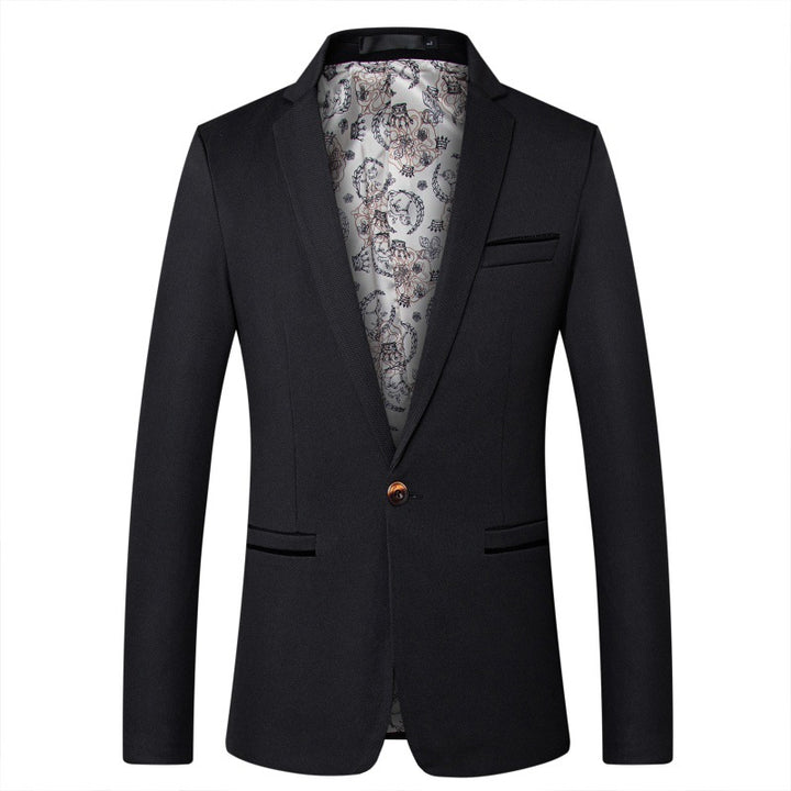 Men's Tailored One-Button Blazer made of structured cotton blend with satin lining and notch collar Mune Fashion