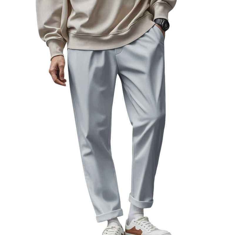 Men's tapered chino pants with turn-up hem and subtle crease Mune Fashion