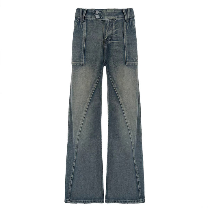 Women's low-rise baggy jeans with distinctive V-seam panels and patch front pockets Mune Fashion