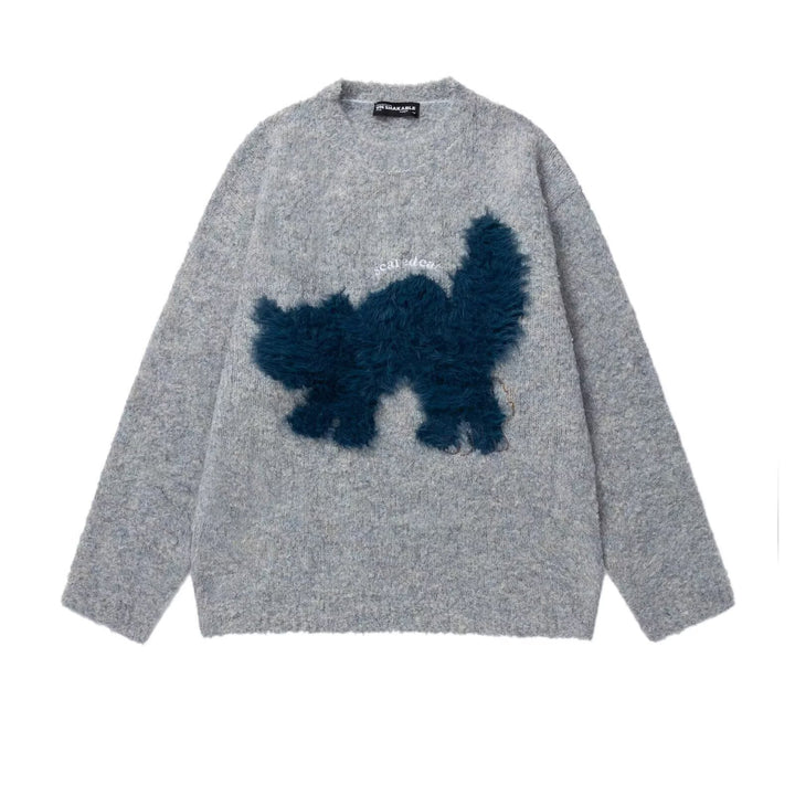 Women's Cozy Sweater with Effect Yarn and Animal Motif Mune Fashion