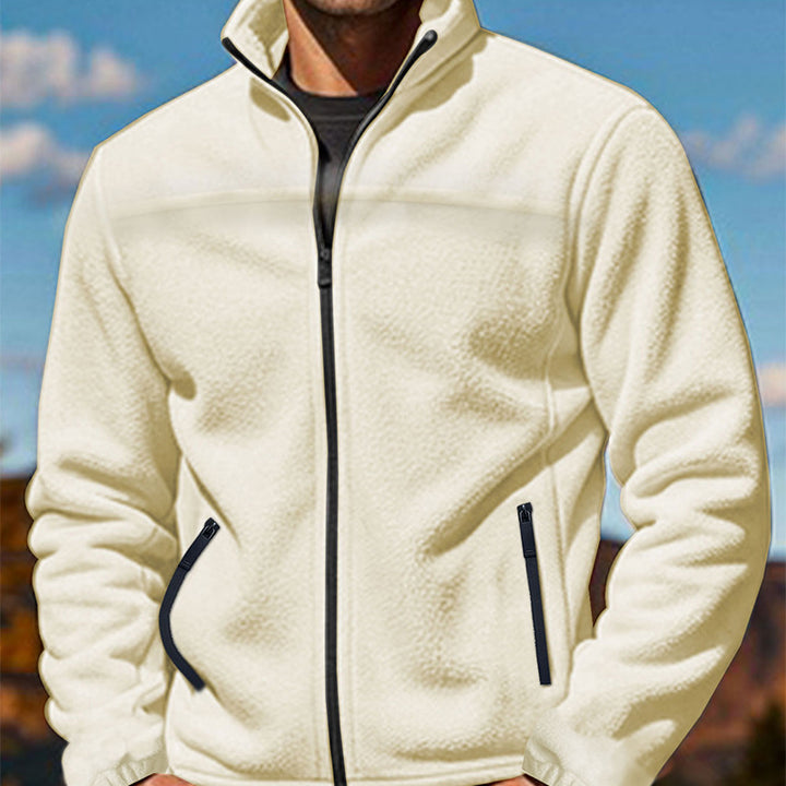 Men's fleece transitional jacket with stand-up collar, full zipper and zippered pockets Mune Fashion