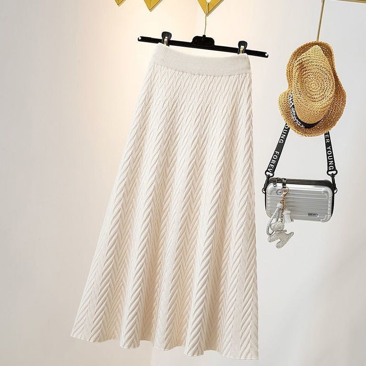 Women Elegant Maxi Skirt with Chevron Pattern Mune Fashion