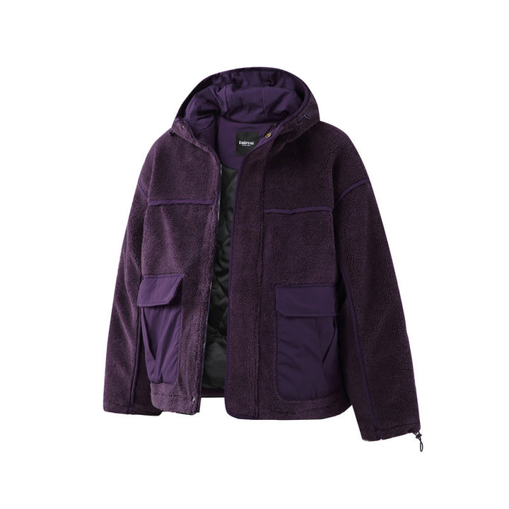 Unisex Kastige Fleece Hoodie with Utility Pockets and Drawstring Hem Mune Fashion