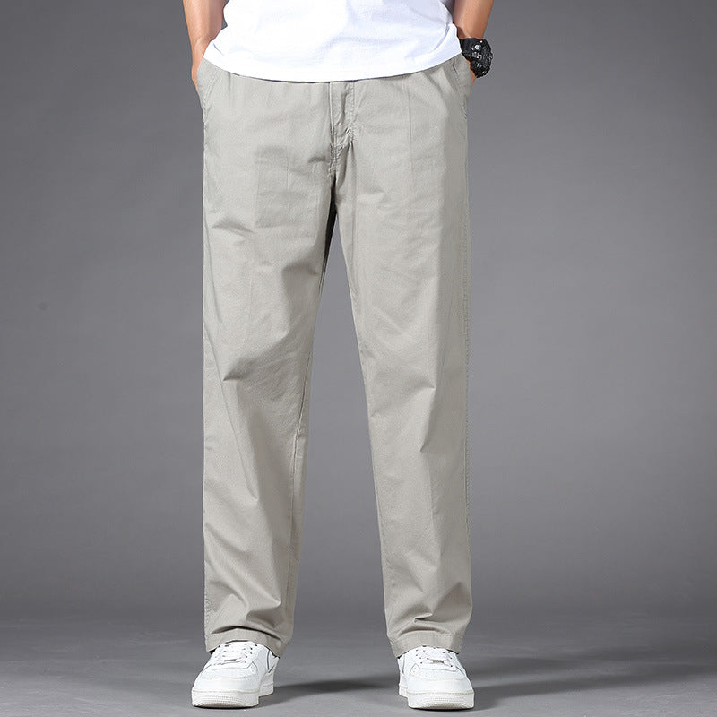 Men's Casual Relaxed-Fit Chino Pants made of Cotton Blend with Elastic Waistband Mune Fashion