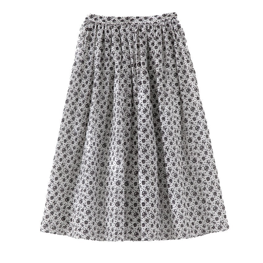 Women’s midi skirt with gathered waistband and small floral print Mune Fashion