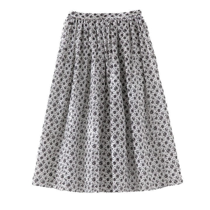 Women’s midi skirt with gathered waistband and small floral print Mune Fashion