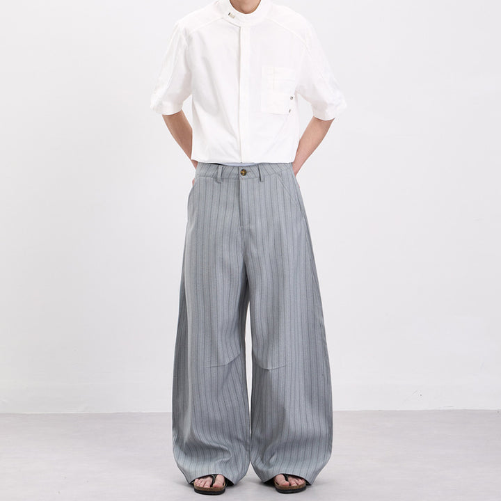 Men's Wide Pinstripe Pants with Extra Wide Leg and High Waist Mune Fashion