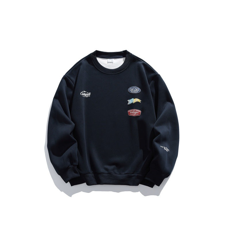 Unisex Oversize Sweater with Round Neck, Badge Applications and Ribbed Cuffs Mune Fashion