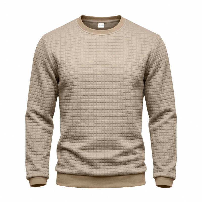 Men's Structured Round Neck Sweatshirt with Waffle Texture and Ribbed Cuffs Mune Fashion