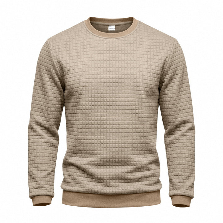 Men's Structured Round Neck Sweatshirt with Waffle Texture and Ribbed Cuffs Mune Fashion