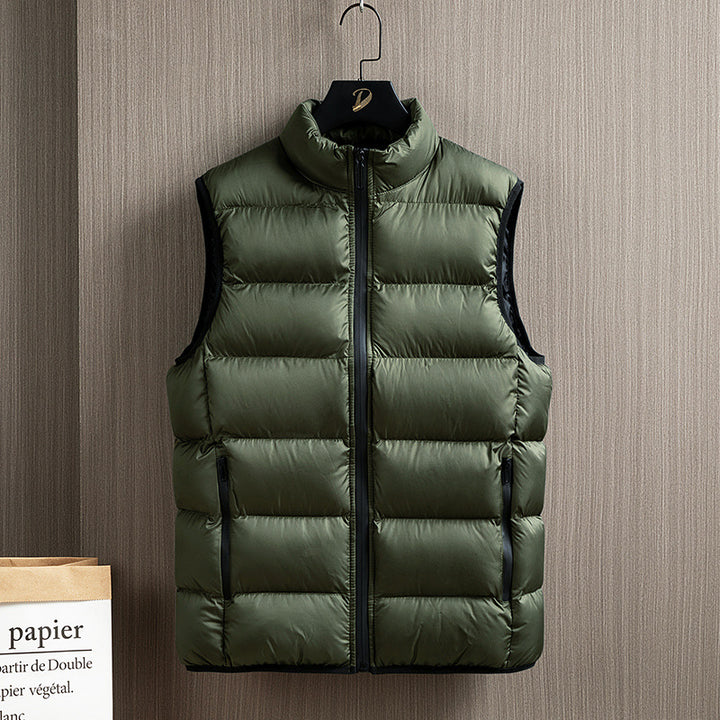 Men's Lightweight Thermal Quilted Vest with High Stand-Up Collar and Zipper Pockets Mune Fashion