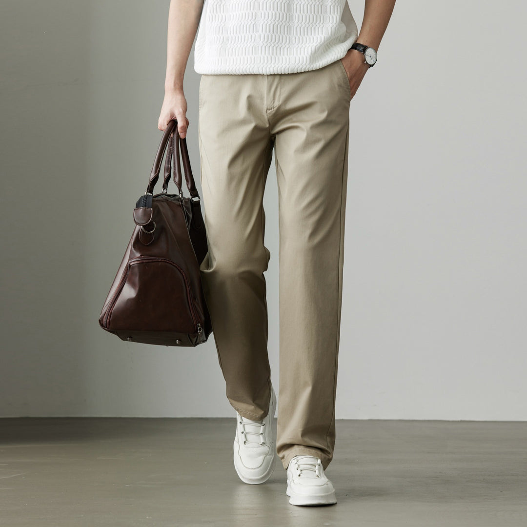 Men's Tapered Chino Pants with Side Waist Adjusters & Slim Pleat Mune Fashion