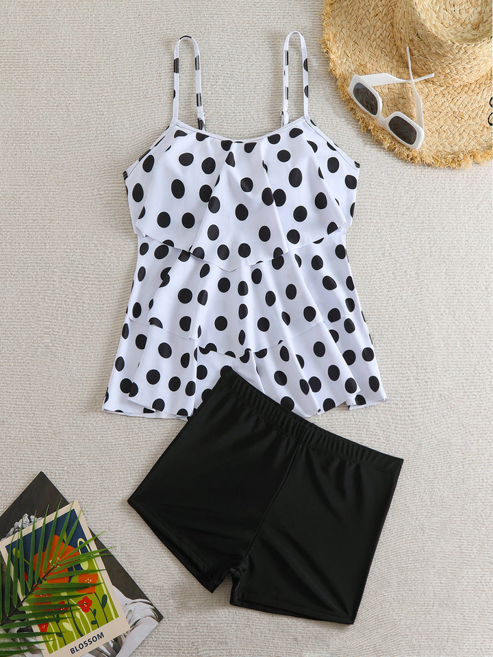 Women's Tankini Set with chic polka dot top and comfortable shorts Mune Fashion