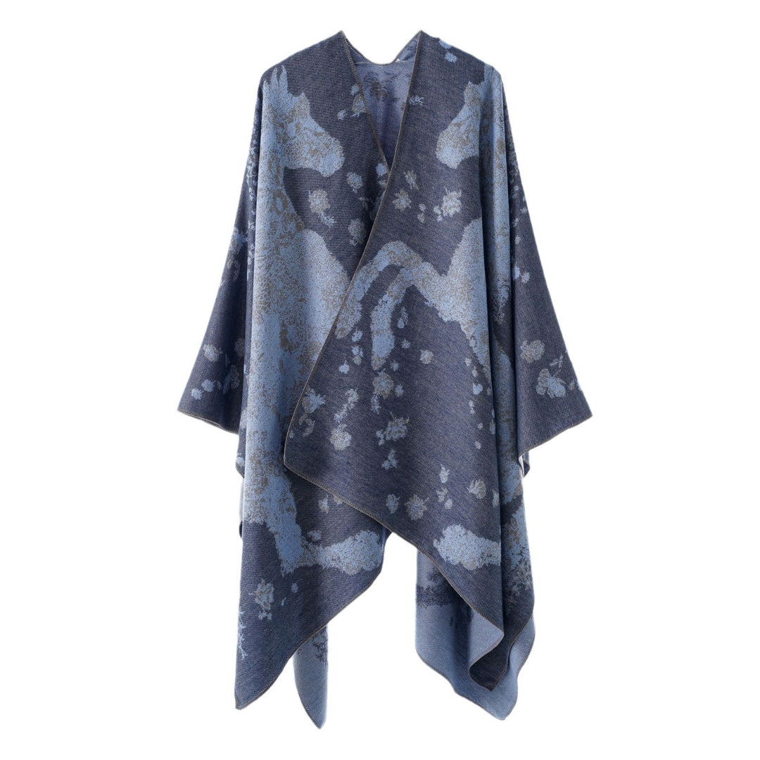 Women's oversized wrap poncho in kimono style with fine jacquard fabric Mune Fashion