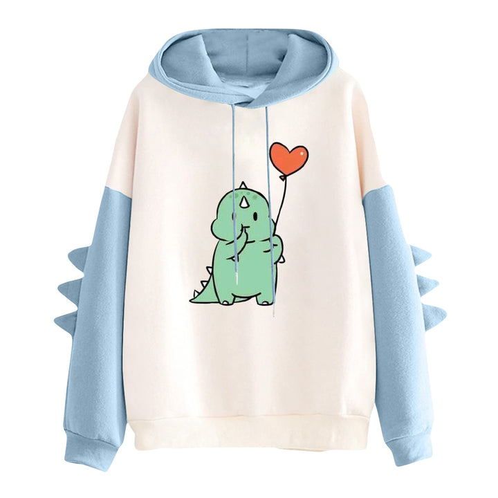Women's hoodie with cute dinosaur print and three-dimensional spikes Mune Fashion