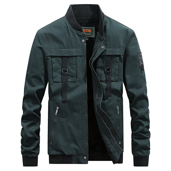 Men's Canvas Bomber Jacket in Field Style with Strap and Ring Details Mune Fashion