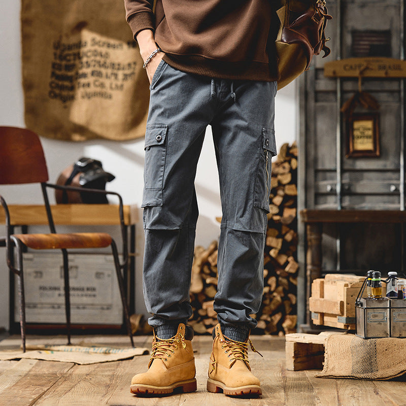Men's Cargo Jogger Pants with Elastic Waistband and Multi-Pockets Mune Fashion