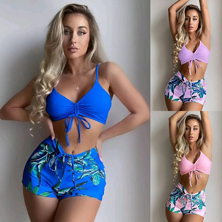 Women Bikini Set with fashionable Crop Top and adjustable Shorts Mune Fashion