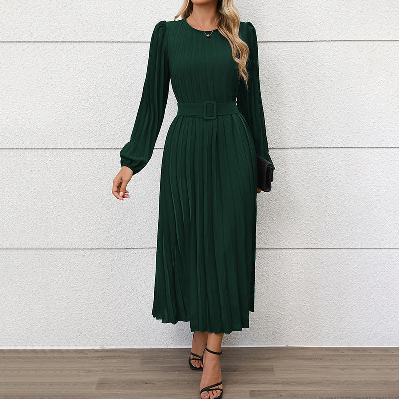 Women Elegant Pleated Midi Dress Mune Fashion